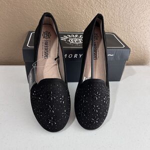 Harborsides Black sparkle top 7M Ballet Flats Comfort Shoes Memory Foam Goan New